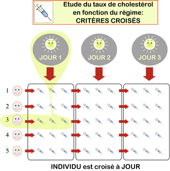 Etude du taux de cholestérol en fonction du régime (CRITERES CROISES)